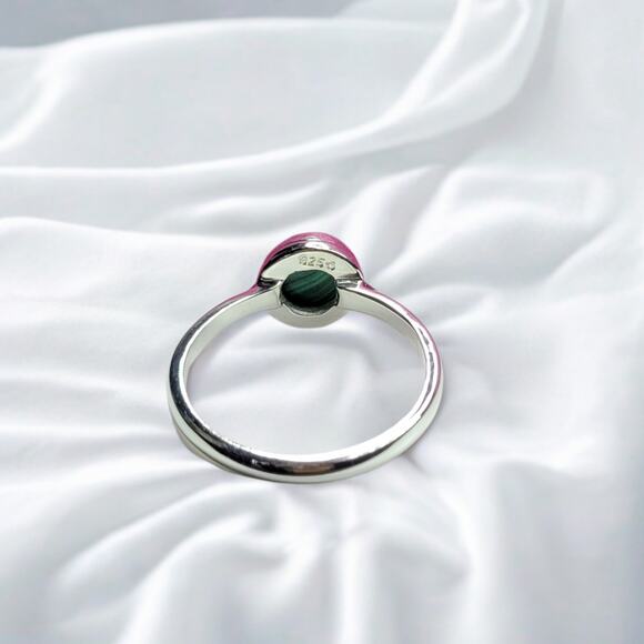 925 Sterling Silver Malachite  Round Gemstone Ring Jewelry for Women & Men - Picture 6 of 6